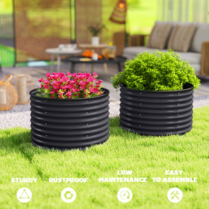 Set of 2 raised garden beds with safety edging