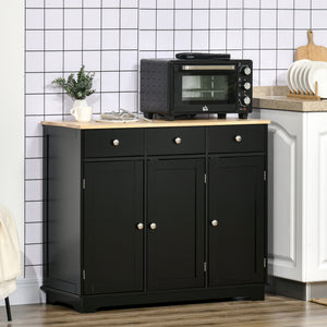 Modern buffet with cupboards, drawers and adjustable shelves for living room, black