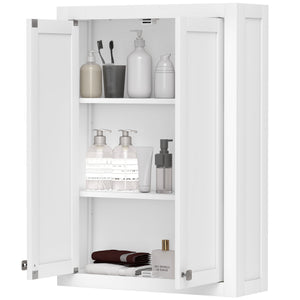 Modern wall-mounted bathroom cabinet with 2 doors and 2 adjustable shelves, white