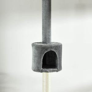 PawHut 4-Level Cat Tree, Ceiling Height, High Tower with Scratching Post, Soft Padding, Play Ball, Indoor Cat House, Light Grey