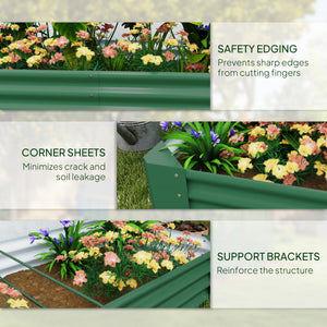 Reinforced galvanized raised planter with open bottom, green 