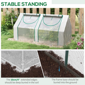 Portable mini greenhouse with 2 PE/plastic tarpaulins