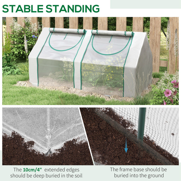 Portable mini greenhouse with 2 PE/plastic tarpaulins
