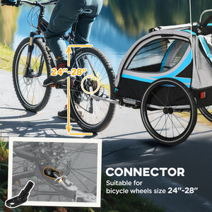 3-in-1 bike trailer with 5-point harness, storage, blue