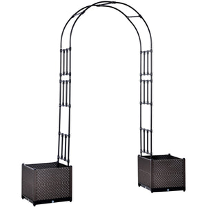 Garden arch with two planters, black
