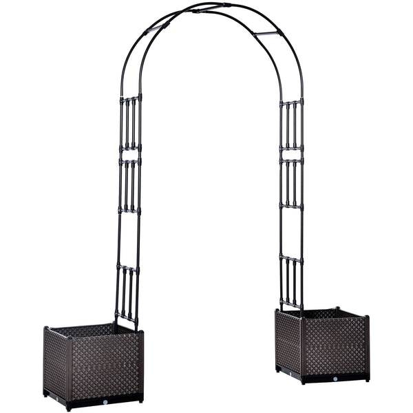 Garden arch with two planters, black