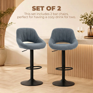 Adjustable swivel bar stools, dark gray, set of 2