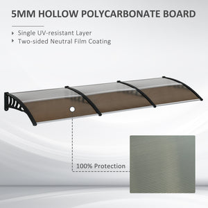 9.9 x 3.1 ft polycarbonate door canopy, brown