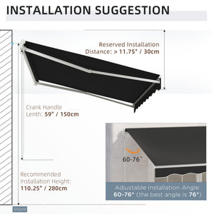 9.8 x 8.2 ft retractable electric awning, black