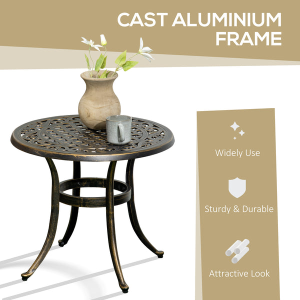 Round outdoor side table, bronze color