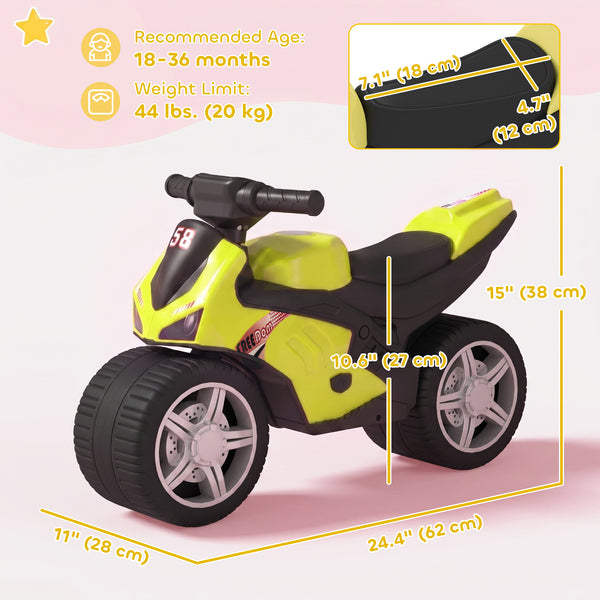 Green musical ride-on motorcycle, 18 to 36 months