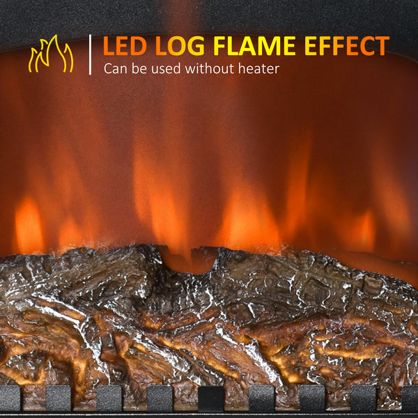 Electric Fireplace with LED Flame Effect Double Door 750W/1500W, Black