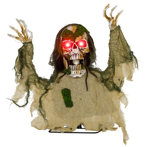 Halloween Animated Skeleton with Light-Up LED Eyes, Animatronic Halloween Decorations, Battery Operated
