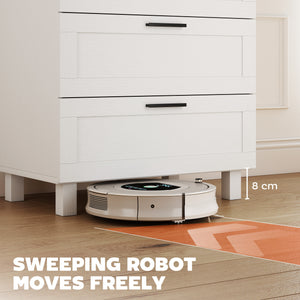 4-drawer chest of drawers for bedroom with solid wood legs, Colour: white.