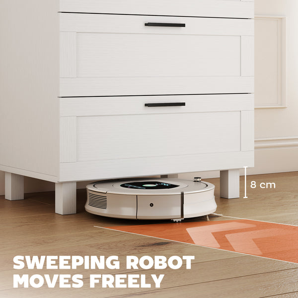 4-drawer chest of drawers for bedroom with solid wood legs, Colour: white.