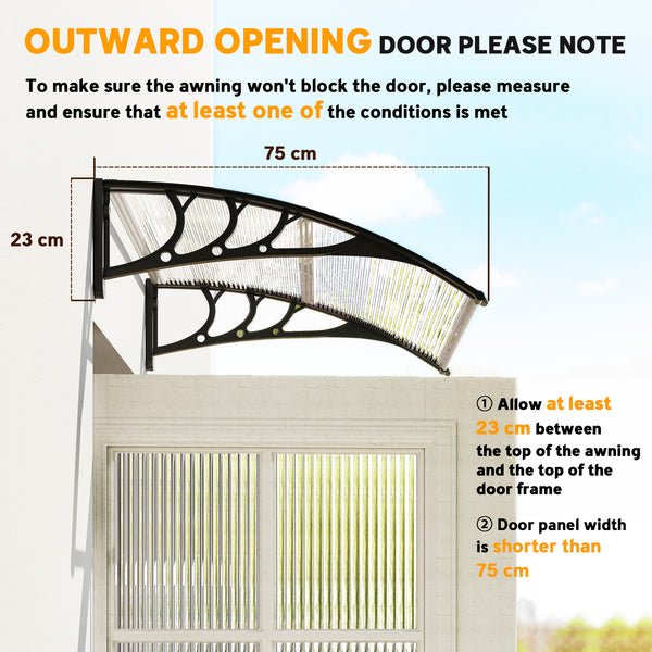 3.9 x 2.5 ft patio door awning