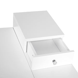 Dressing table with folding mirror and 2 drawers, white