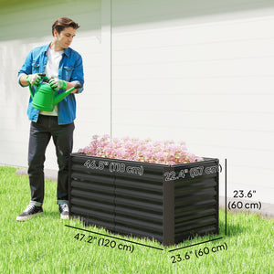 Set of 2 raised planters in galvanized metal, dark grey