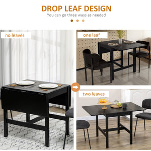 Country-style drop-leaf kitchen table for small spaces, folding, black