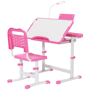 Children's study table with tilting top, pink