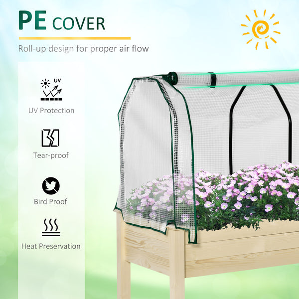 Raised planter with PE liner, natural color