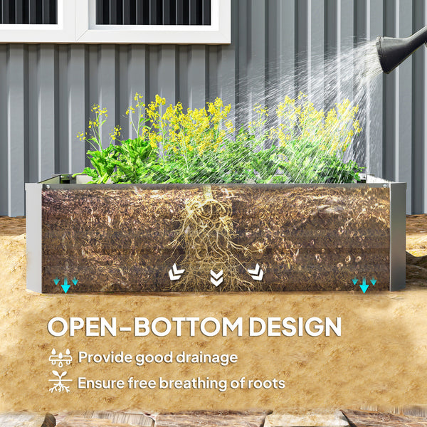 Set of 2 Galvanized Raised Garden Planters, Light Grey