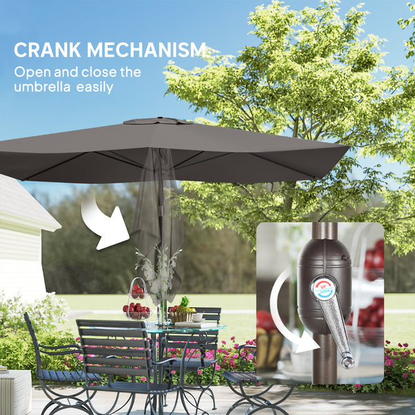 6.5 x 10 ft Rectangular Umbrella, Dark Gray