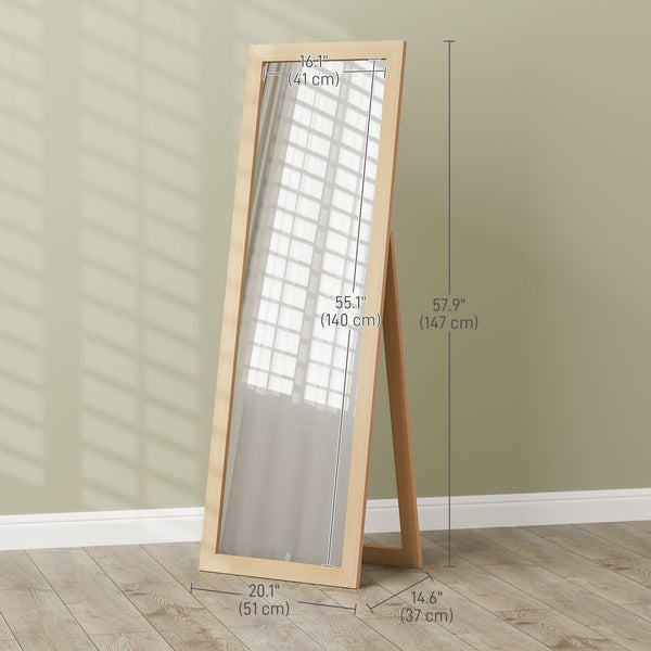 Full length oak floor mirror