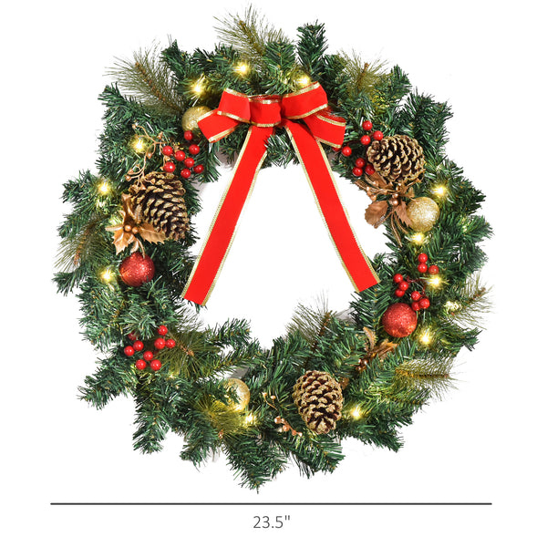 24" Pre-Lit Christmas Wreath with 20 LEDs