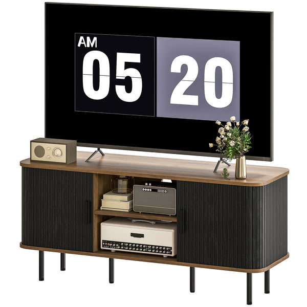 TV Stand for TVs up to 55 inches with Storage Shelves and Cabinets, Black