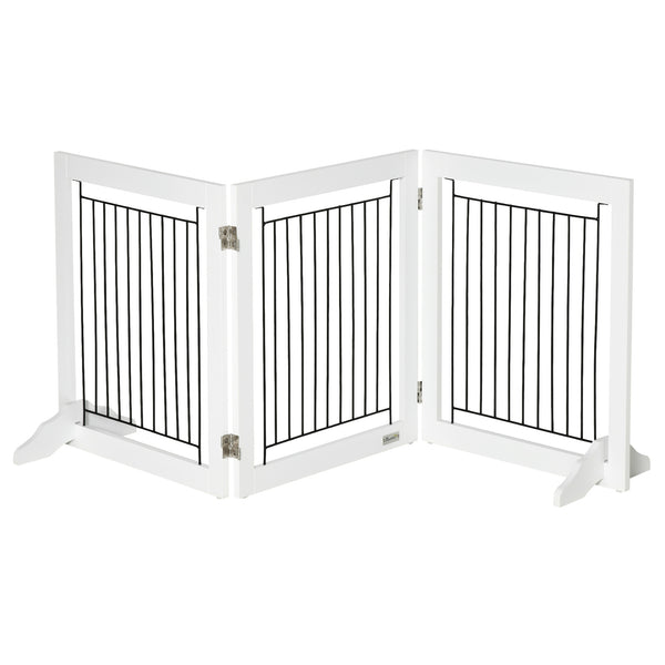 Freestanding foldable barrier with 2 support legs, white