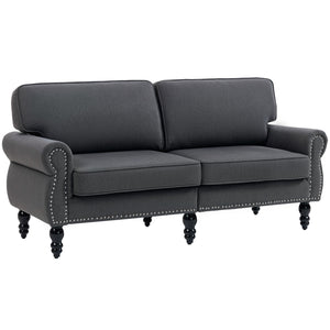 Elegant 2-seater sofa with a mid-high back and rubberwood legs, dark grey