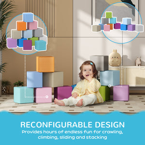 12-piece soft foam play blocks, stack and build