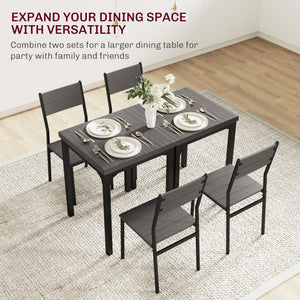 3-piece dining set for 2 with metal legs, grey wood effect