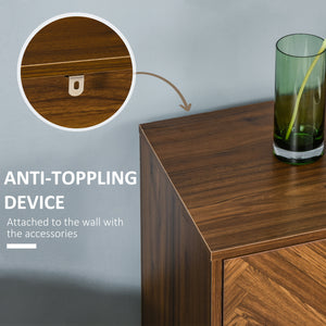 Bedside table with 2 drawers, walnut color