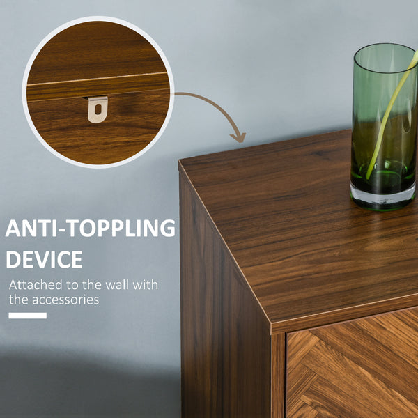 Bedside table with 2 drawers, walnut color