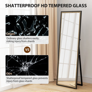 Full-length mirror with two-tone frame, black and gold