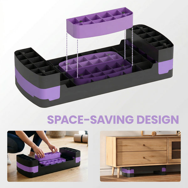 Adjustable Height Aerobic Step Platform (4", 6"/8"), with Risers, Purple