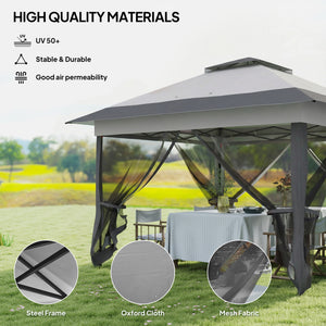 12' x 12' Folding Tent, Instant Shelter with Steel Frame, Dark Grey