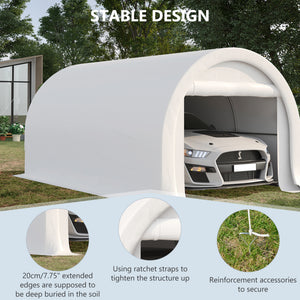 Heavy-duty 10 x 16 carport with zipped door, white