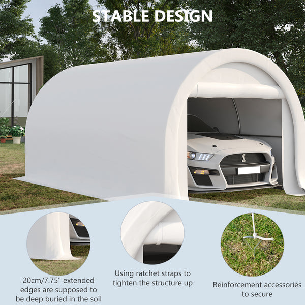 Heavy-duty 10 x 16 carport with zipped door, white