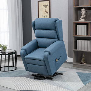 Electric recliner lift chair with footrest, blue