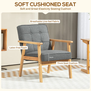 Modern accent chair with tufted back and solid wood frame, gray