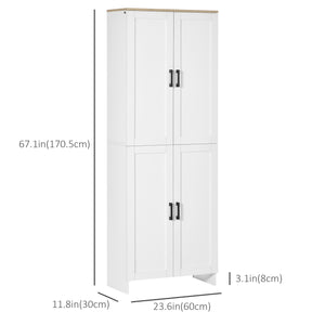 4-door kitchen cabinet with adjustable shelves, white