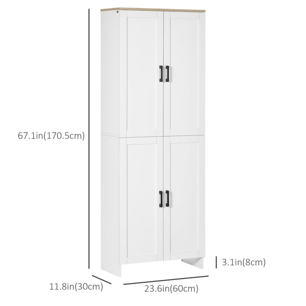 4-door kitchen cabinet with adjustable shelves, white