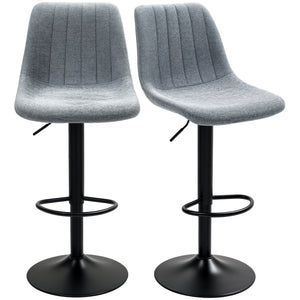 Set of 2 adjustable swivel bar stools with backrest and footrest, anthracite grey