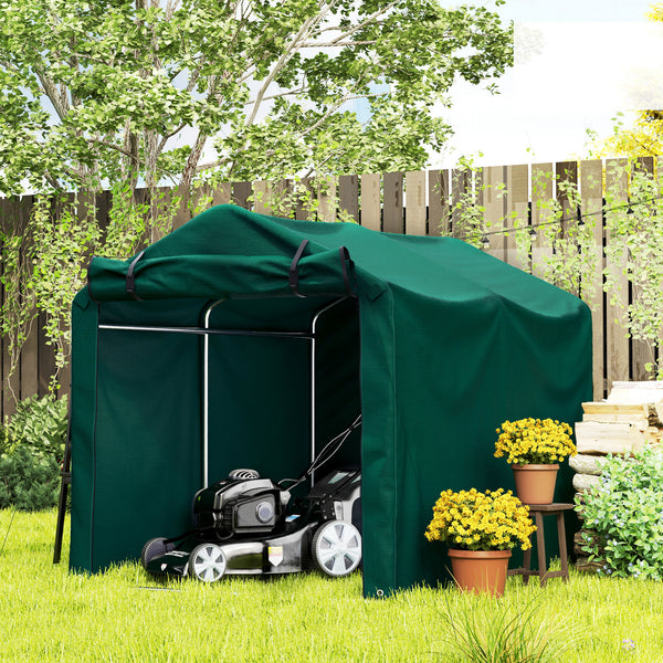 UV-resistant garden shed with roll-up zip door, dark green