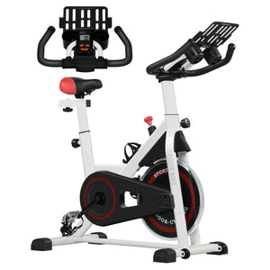 Adjustable Upright Exercise Bike with LCD Display, Adjustable Resistance, White
