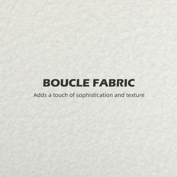 2 seater sofa in Boucle fabric with thick padding and wooden legs, cream white