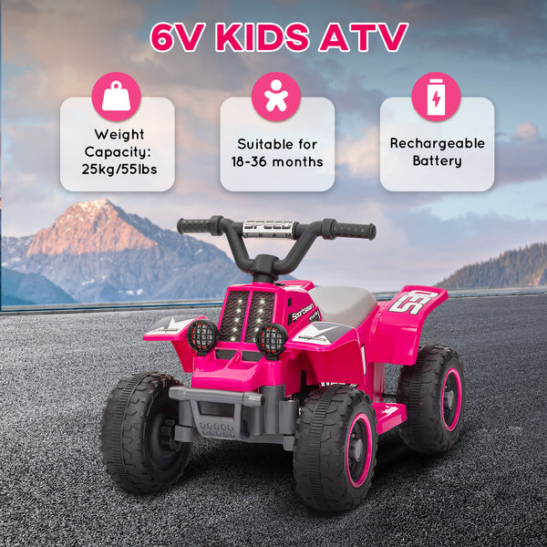 6V electric quad for children, pink